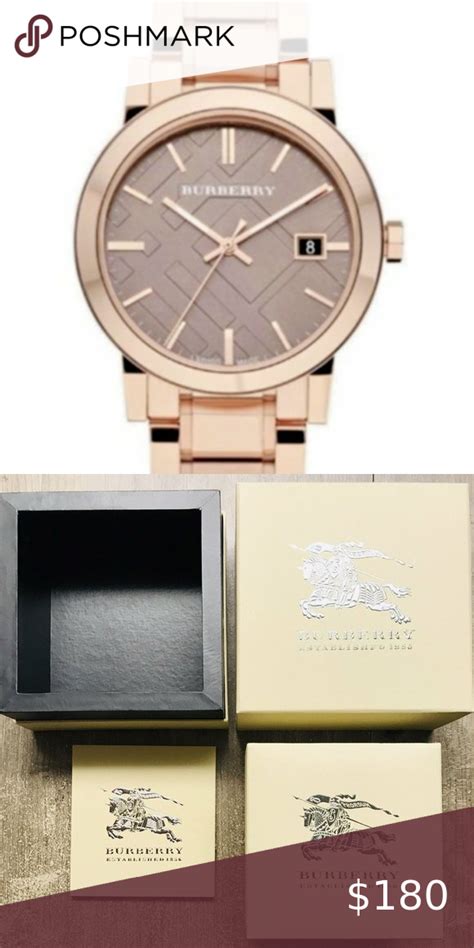 burberry rose gold tone mens watch bu9005|BURBERRY Stainless Steel 39mm The City Quartz Watch Brown .